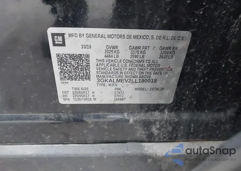 2020 GMC Terrain Fwd Sle from USA, damaged, VIN 3GKALMEV2LL180018